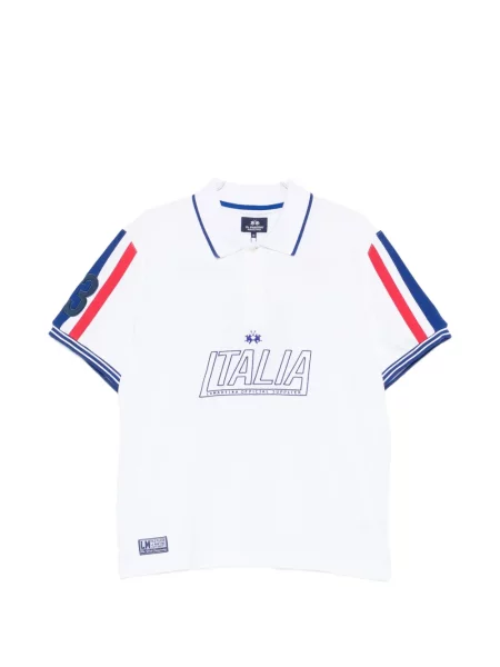 Tricou polo La Martina cu dungi cu imagine alb