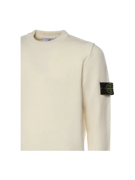 Sweter Stone Island wełniany z kamieniami beżowy
