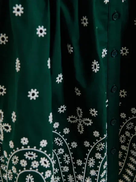 Rochie mini Essentiel Antwerp cu broderie cu model floral verde