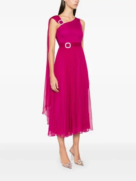 Rochie maxi Nissa de mătase plisată de costum roz