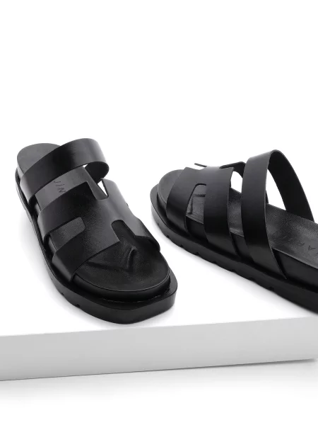 Кожени домашни пантофи Marjin черно