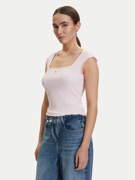 Tommy Jeans Top Svijetlo roza Slim Fit