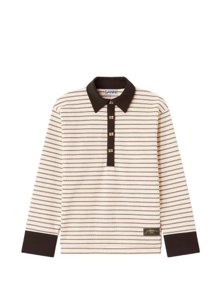 Tricou polo Ganni cu dungi