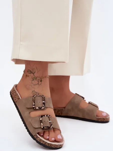 Papuci Boto cu model piele de șarpe maro