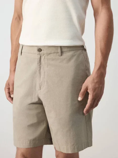 Bermudy slim fit w drobną kratkę Mężczyzna 44 MANGO MAN beżowy