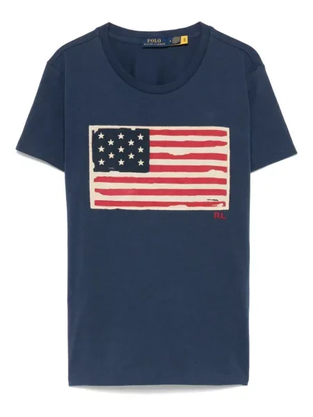 Велурена дълго тениска Polo Ralph Lauren с принт бяло
