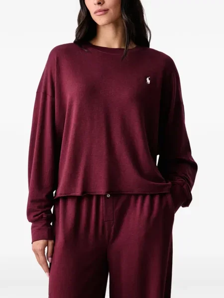 Pletene trčanje hlače Polo Ralph Lauren s vezom crvena