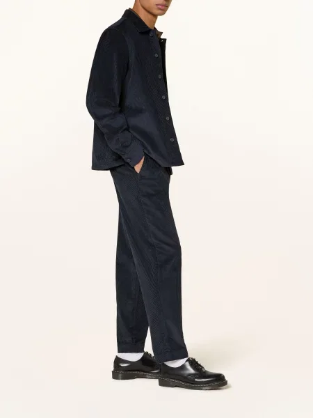 Fred Perry Manšestrové Kalhoty Tapered Fit tmavě modrá