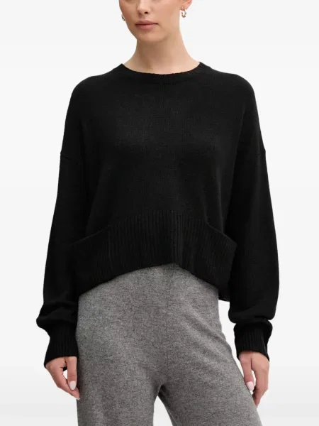 Pulover Benetton cu decolteu rotund negru