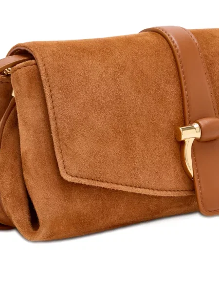 Geantă messenger Ferragamo cu cataramă maro