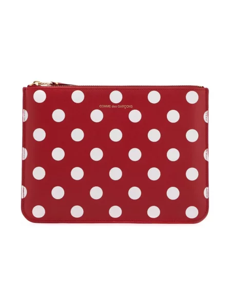 Torebka skórzana Comme Des Garcons skórzana w grochy czerwona