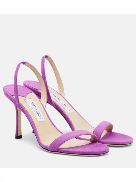 Sandale Jimmy Choo din piele de căprioară slingback violet