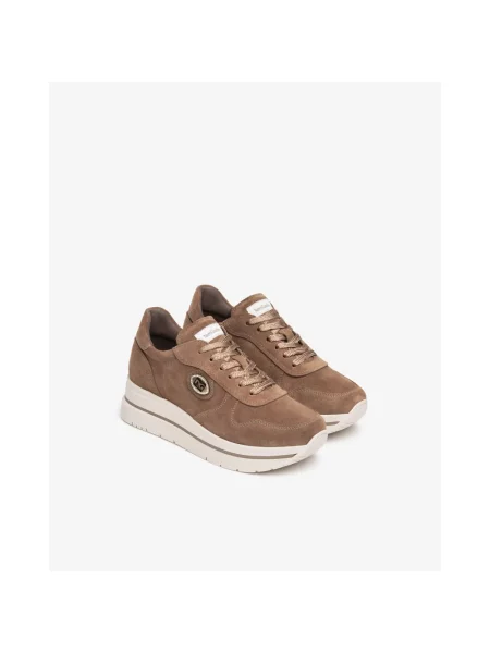 Sneakersy Nerogiardini zamszowe na platformie beżowe