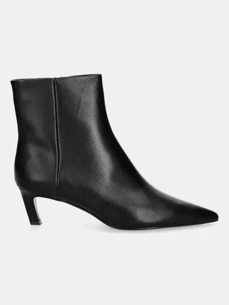 Calvin Klein cizme de piele ESS KITTEN HEEL ANKLE BOOT negru