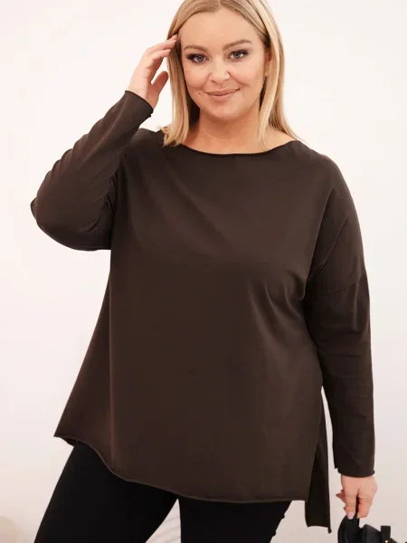 Bluză Kesi cu mâneci lungi lungă maro