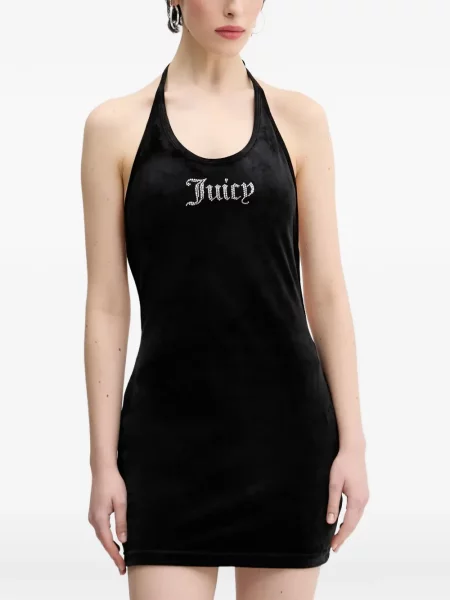 Rochie mini Juicy Couture cu gât halter cu autograf negru