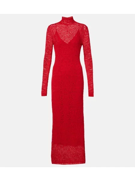 Rochie maxi Gabriela Hearst de lână de costum roșu