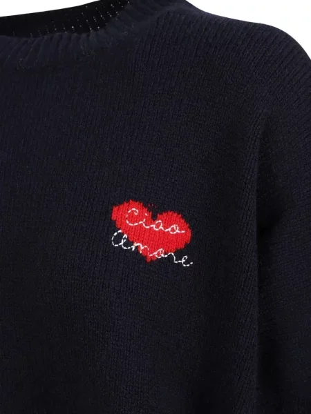 Pulover Giada Benincasa cu broderie albastru