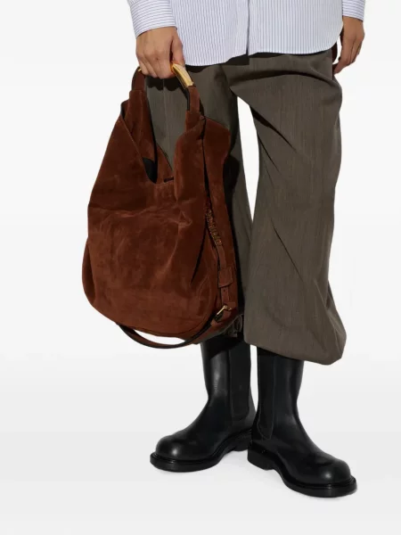 Τσάντα shopper Moschino σουέτ καφέ