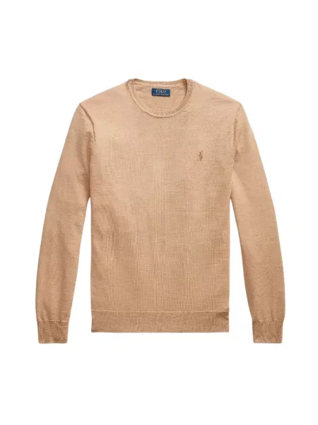 Sweter Polo Ralph Lauren wełniany z logo brązowy