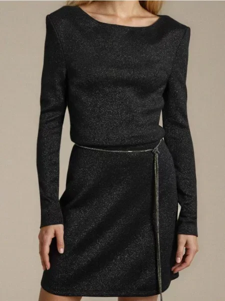 Sinsay šaty s páskem černá