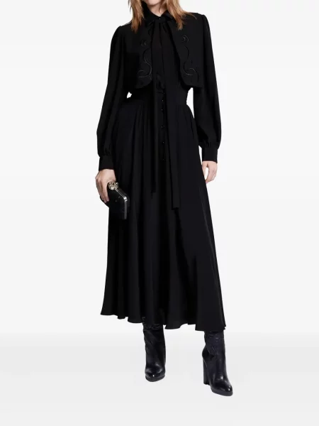 Rochie maxi Elie Saab cu broderie de costum negru