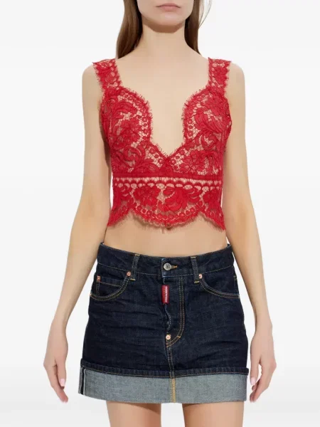 Bluză Dsquared2 din dantelă roșu