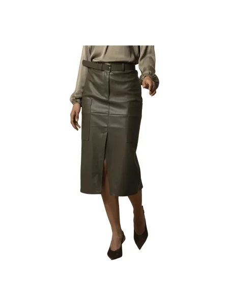 Spódnica skórzana Kocca elegancka zielona