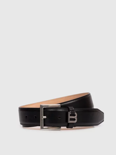 Шкіряний ремінь Hourglass Belt Balenciaga чорний