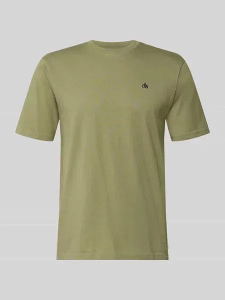 T-shirt z Wyhaftowane logo i Okrągły dekolt Scotch & Soda zielona