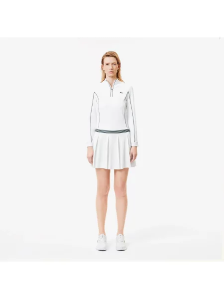 Lacoste Spódniczka Tenisowa Z Piki Ze Zintegrowanymi Szortami biała