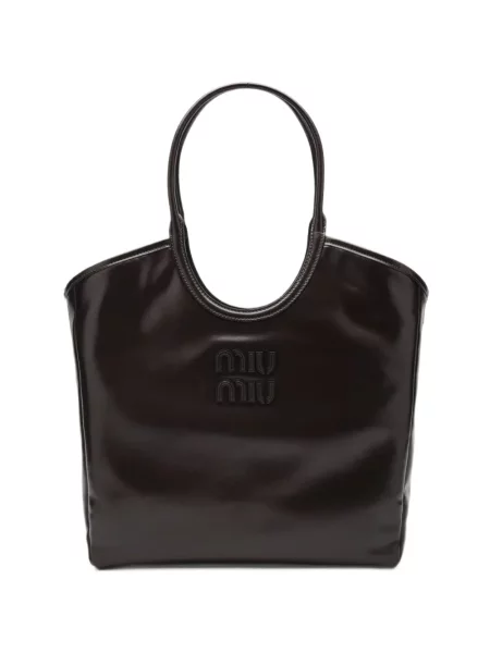 Geantă Miu Miu din piele cu aplicații maro