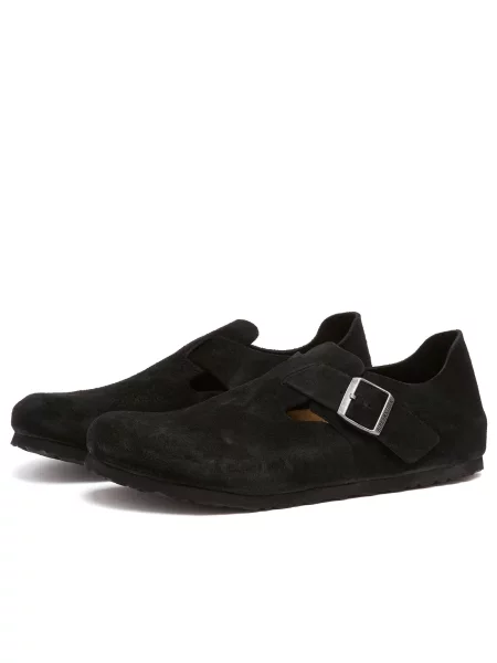 Birkenstock London Suede Leather Regular Fit Unisex Sandały Birkenstock Size: 8 czarny
