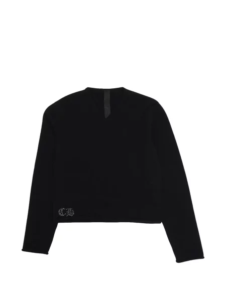 Pulover Chrome Hearts cu decolteu în V cu motiv cu inimi negru