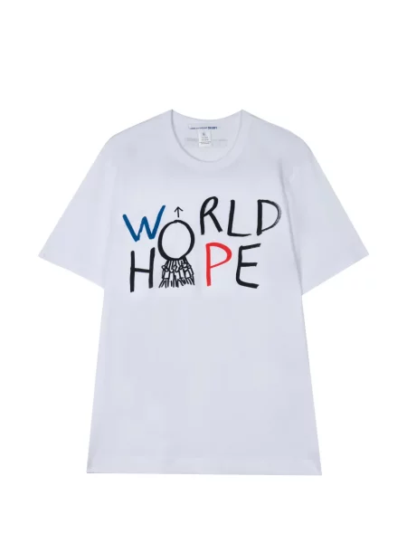 Tricou Comme Des Garçons Shirt cu imagine cu decolteu rotund alb