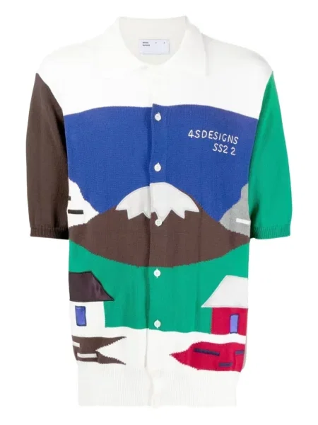 Плетена къс риза 4sdesigns бяло