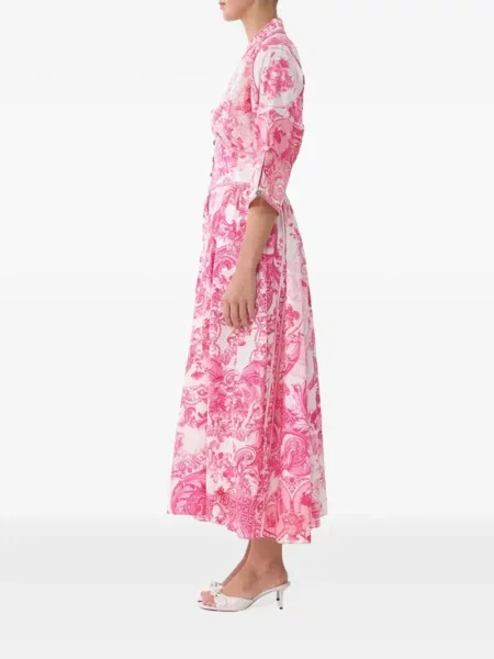 Rochie midi Camilla cu model floral cu imagine alb