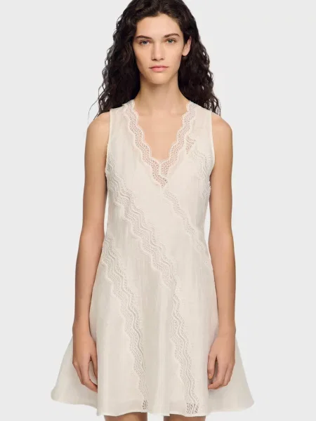 Лляна спідниця Sandro біла