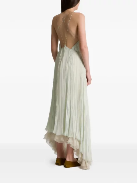 Rochie Alberta Ferretti cu volane plisată de costum verde