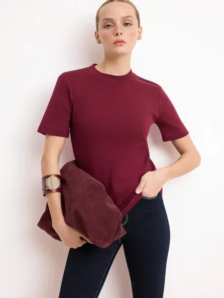 Trendyol Tricou bordeaux roșu