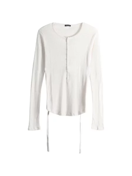 Lung tricou Ann Demeulemeester tricotate alb