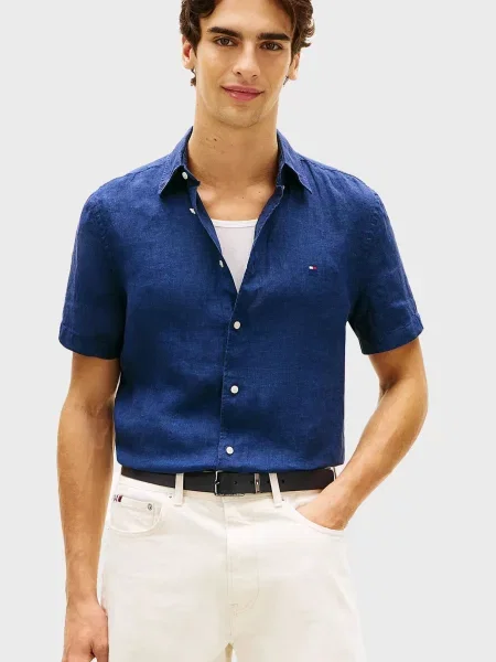 Лляна сорочка Tommy Hilfiger синя