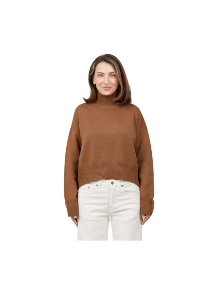 Sweter Dondup wełniany o krotszym kroju brązowy