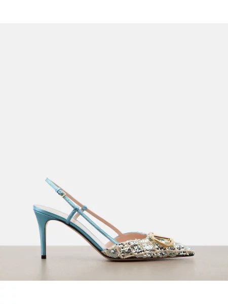 Pantofi cu toc Valentino Garavani slingback albastru