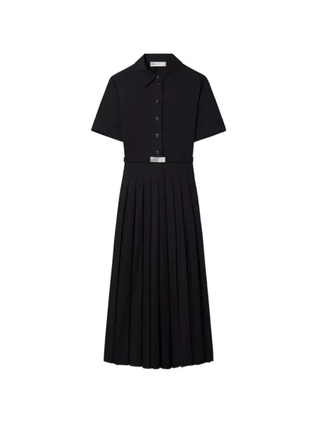 Rochie tip cămașă Tory Burch plisată din poplin negru