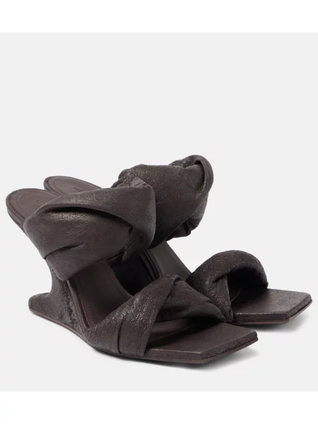 Papuci tip mules Rick Owens din piele maro
