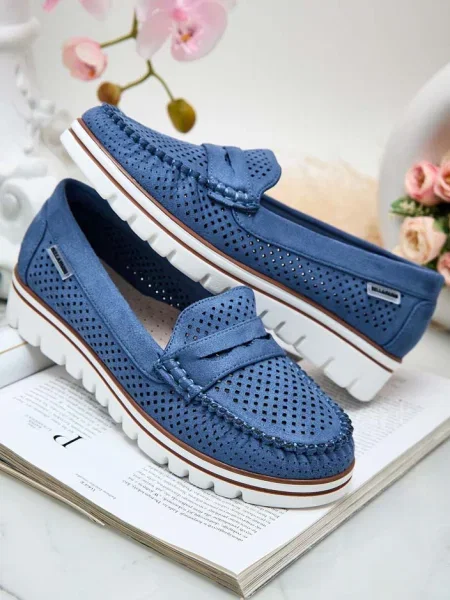 Mocasini Resti ajurate albastru