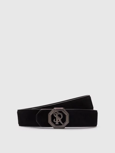 Замшевый ремень Stefano Ricci с ремешками черный