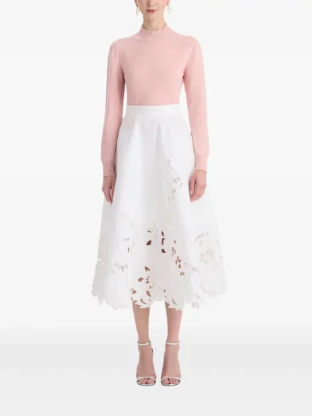 Fustă midi Oscar De La Renta cu model floral alb