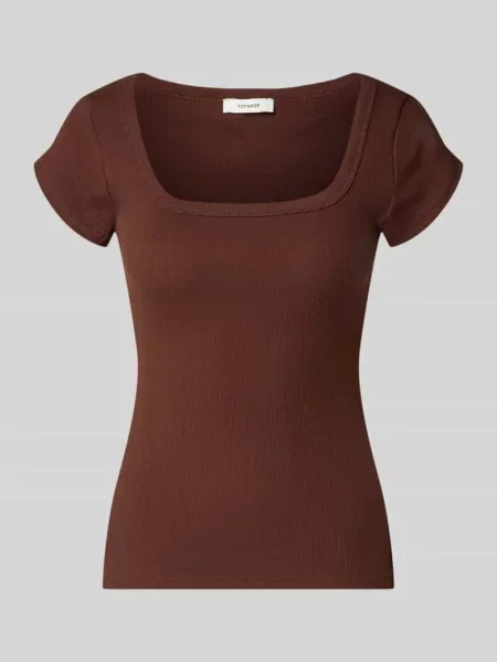 T-shirt w efekcie prążkowania z prostokątny dekolt model METTE' Topshop